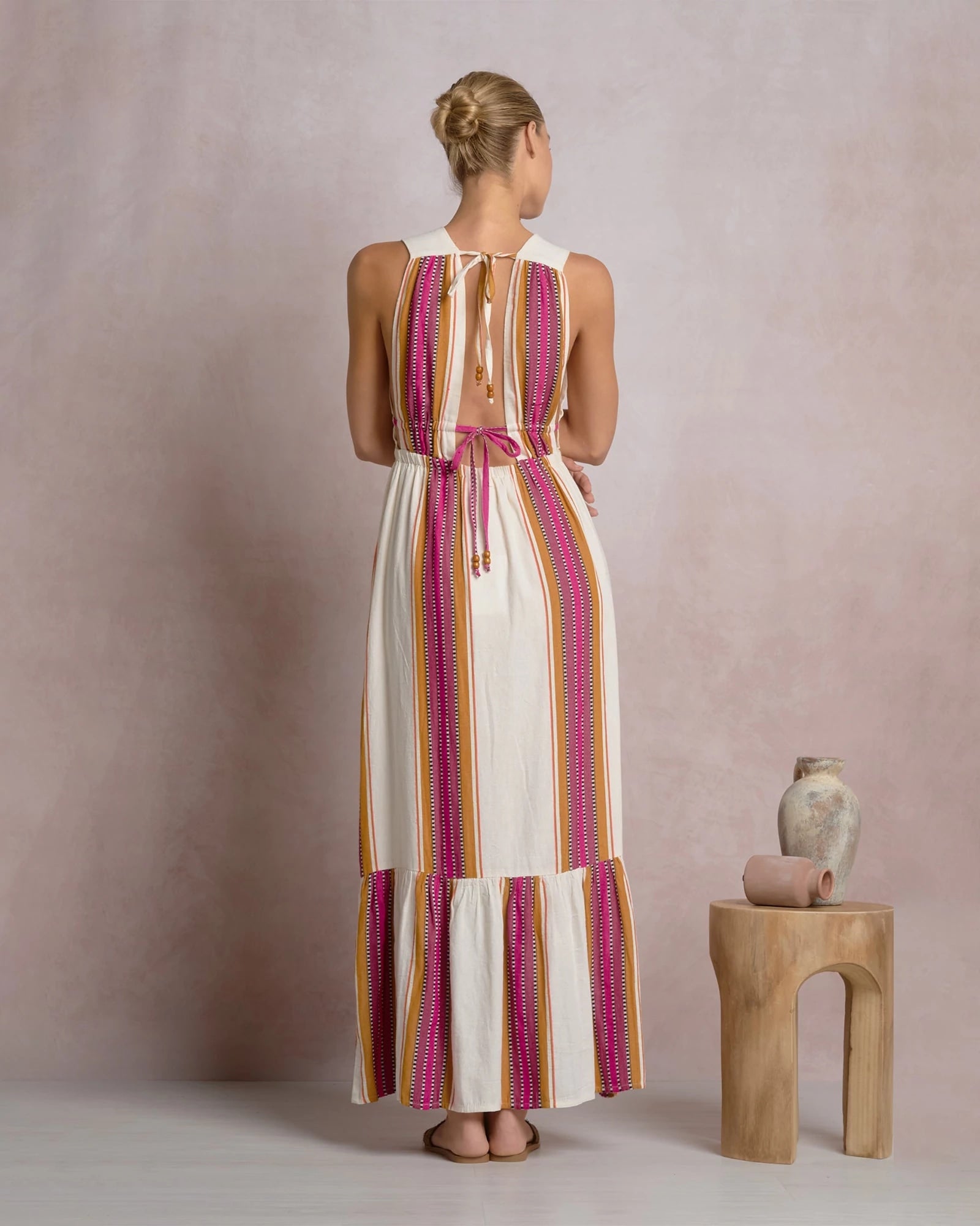 Natural Pink $|& Elan Open Back Halter Maxi Dress - SOF Front