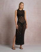 Black $|& Elan Open Weave Cover Up Dress - VOF Detail