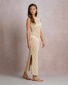 Natural $|& Elan Open Weave Cover Up Dress - Hanger Front
