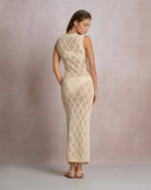 Natural $|& Elan Open Weave Cover Up Dress - Hanger Side