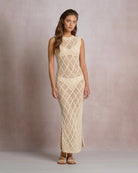 Natural $|& Elan Open Weave Cover Up Dress - VOF Detail