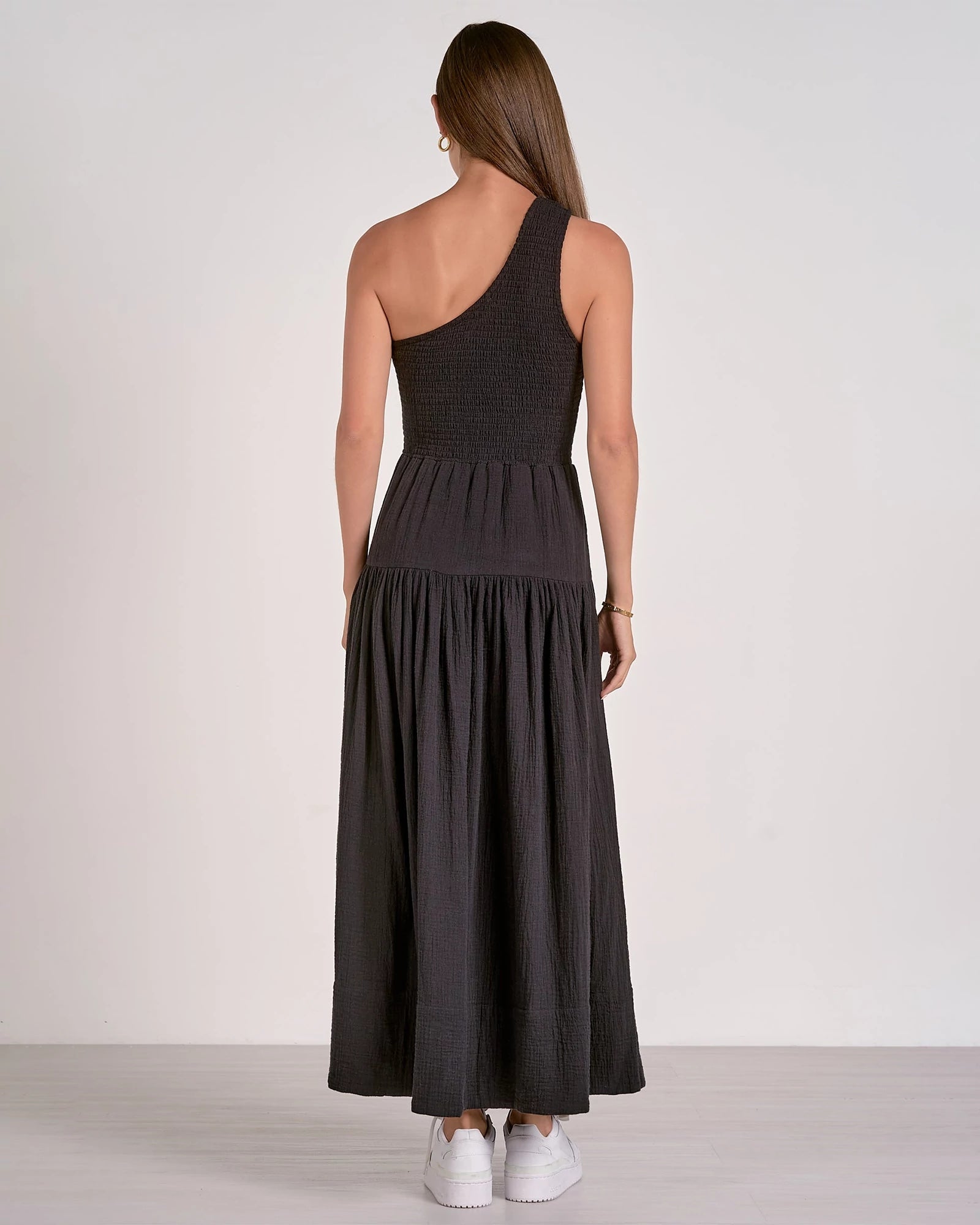 Black $|& Elan One Shoulder Maxi Dress - Hanger Side