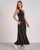 Black $|& Elan One Shoulder Maxi Dress - Hanger Front