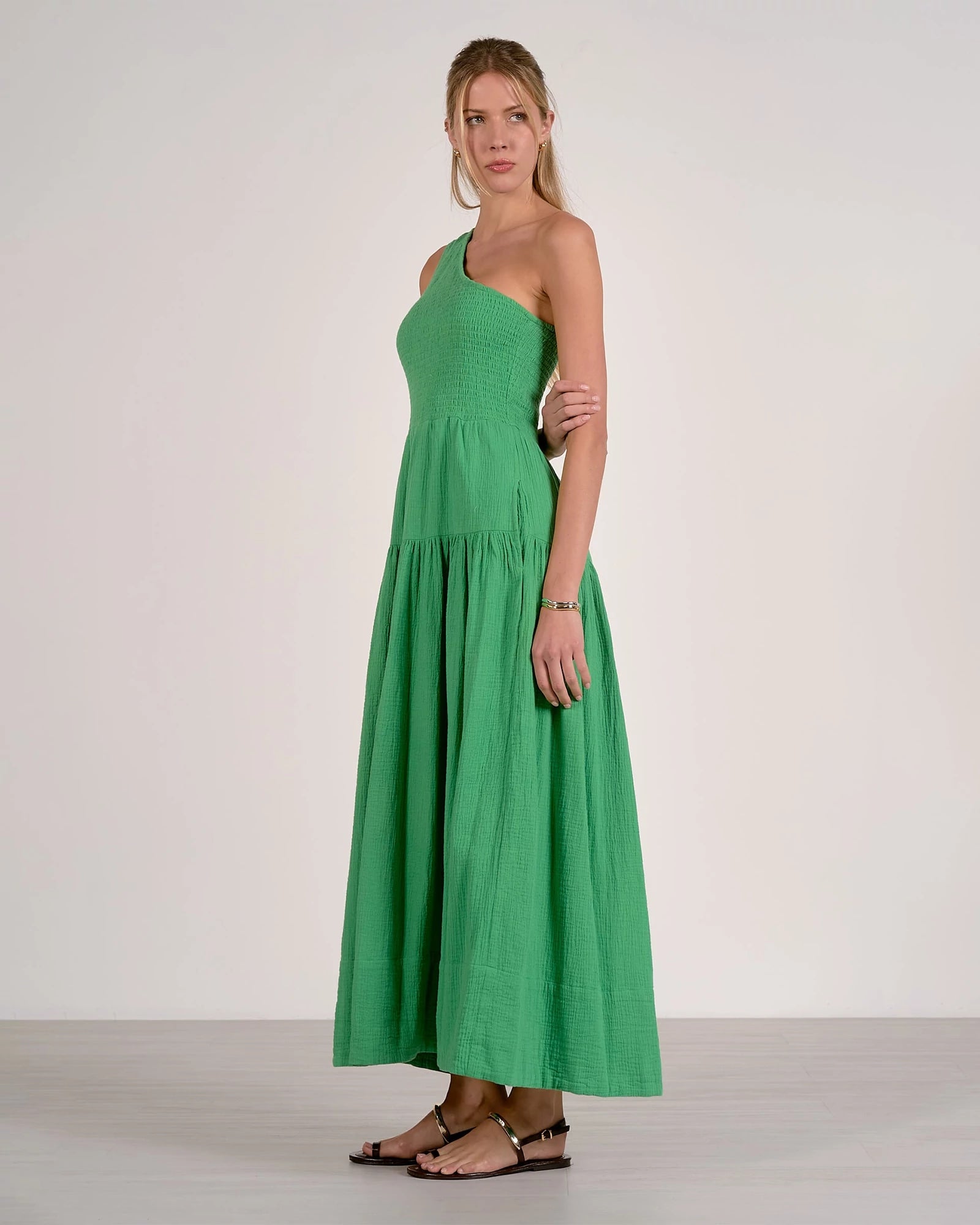Kelly Green $|& Elan One Shoulder Maxi Dress - Hanger Front