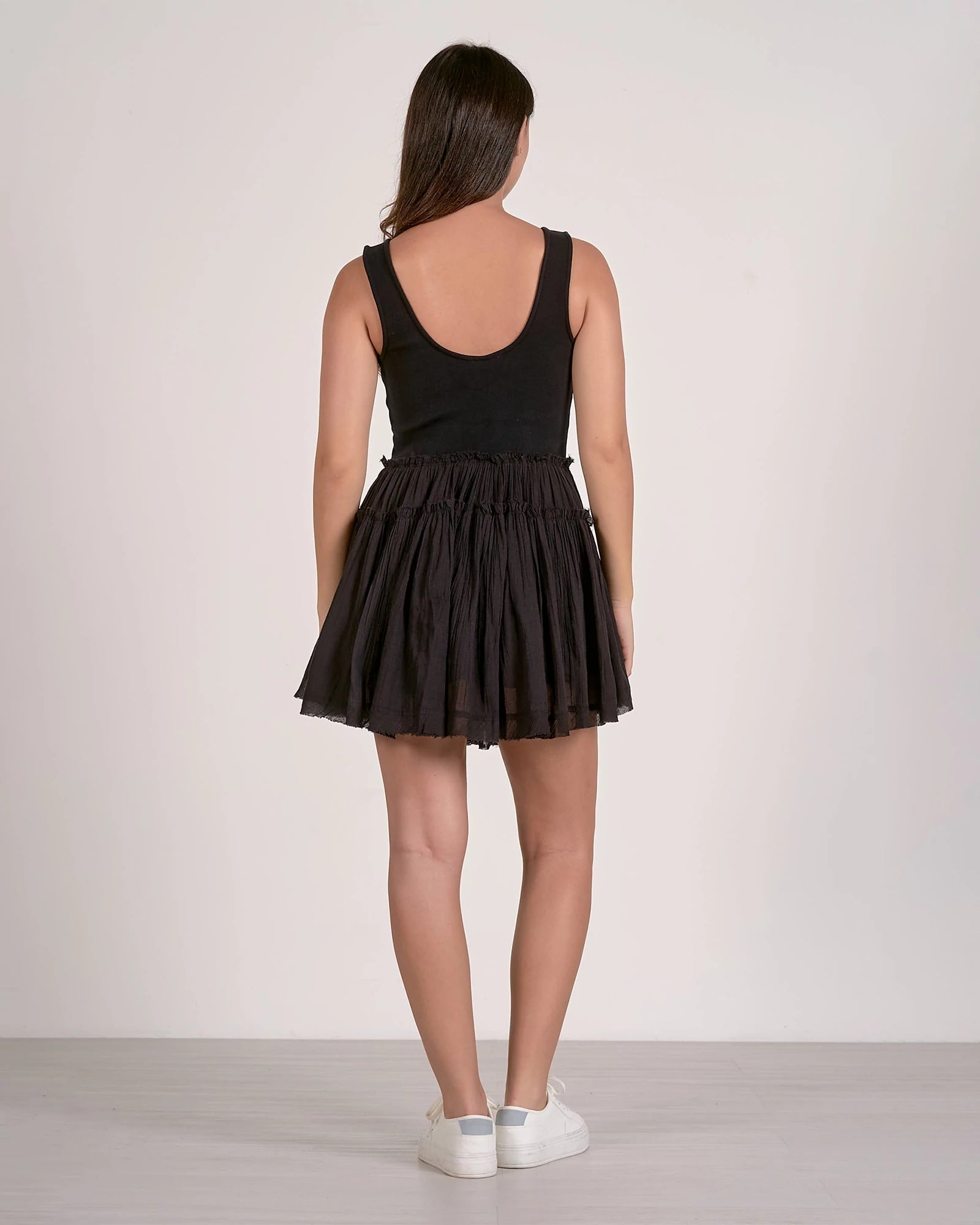 Black $|& Elan Mixed Media Mini Dress - Hanger Side