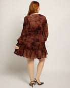 Red/Rose $|& Mika Rose Maxi Velvet Floral Holiday Dress - SOF Back
