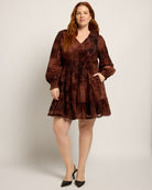 Red/Rose $|& Mika Rose Maxi Velvet Floral Holiday Dress - SOF Front