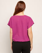 Plum $|& West Kei Solid Woven Short Sleeve Surplice Top - SOF Back