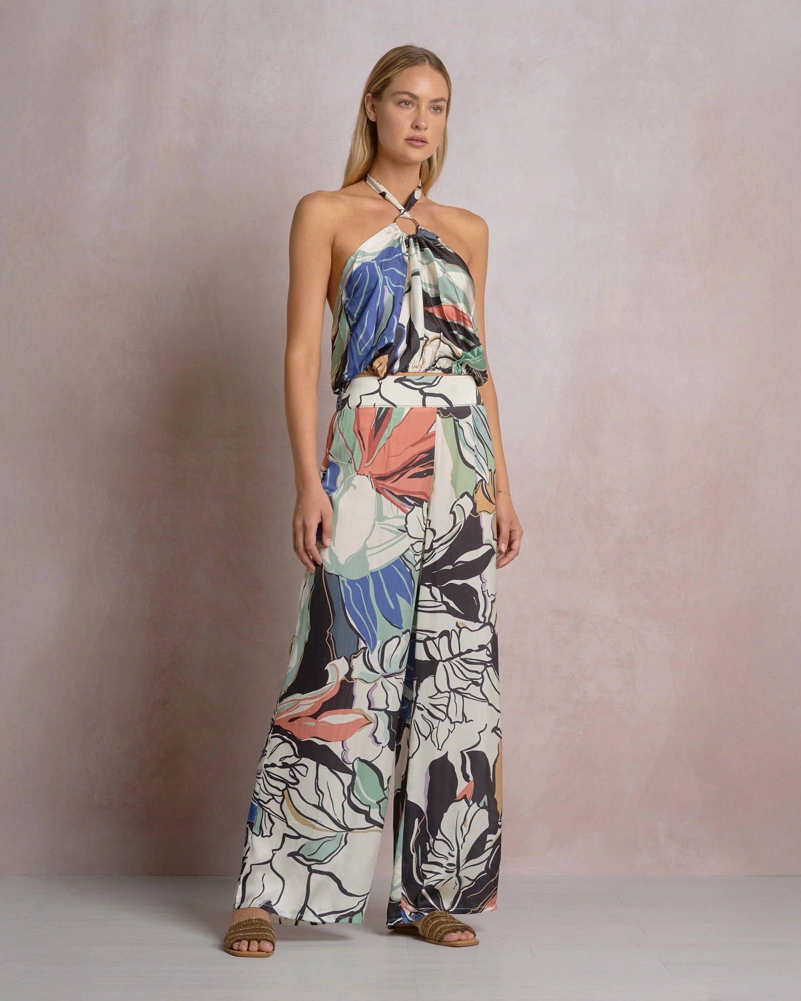 Blue Botanical $|& Elan Palazzo Pant - VOF Detail