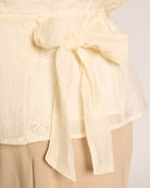 Cream $|& Liverpool Short Sleeve Wrap Front Woven Top - SOF Full Front