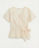 Cream $|& Liverpool Short Sleeve Wrap Front Woven Top - Hanger Detail