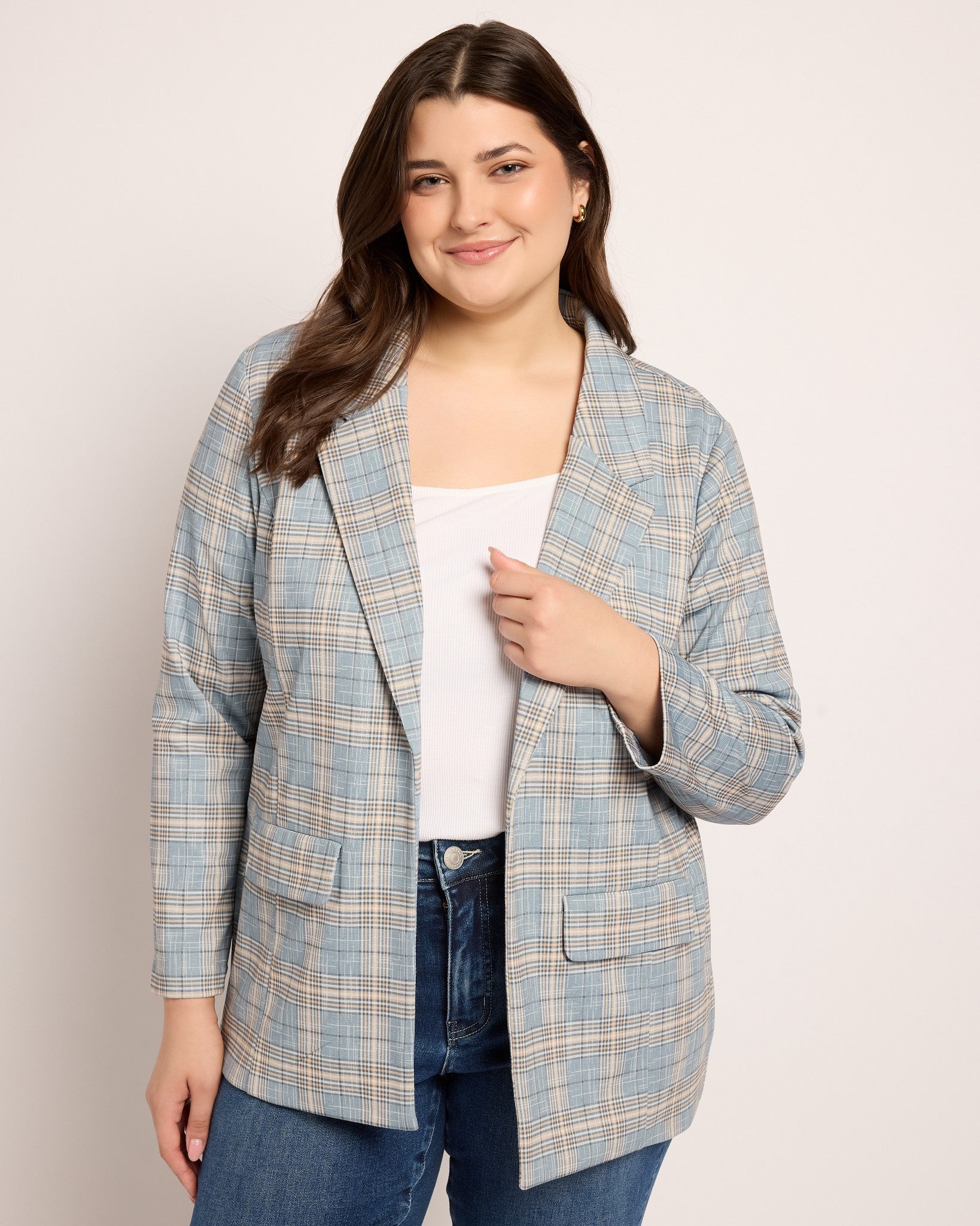 Shadow Blue $|& Liverpool Boyfriend Blazer with Princess Darts - SOF Front