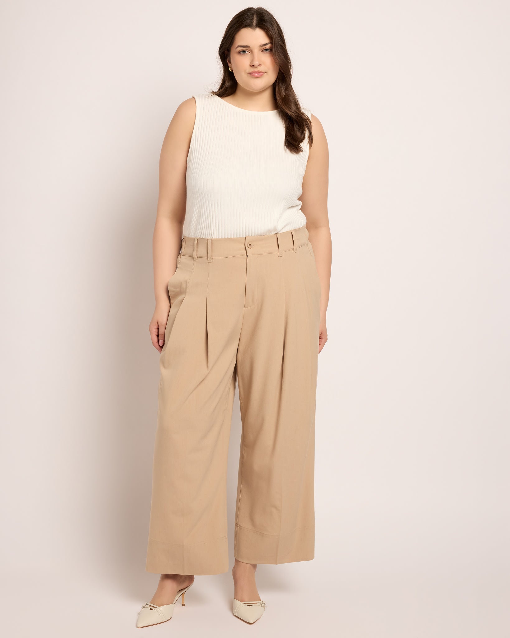 Cappuccino $|& Liverpool High Rise Pleated Wide Leg Trouser - UGC On Fig