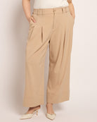 Cappuccino $|& Liverpool High Rise Pleated Wide Leg Trouser - SOF Front