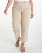 Safari Sand $|& Liverpool Utility Crop Straight Leg With Side Waistband - VOF Detail