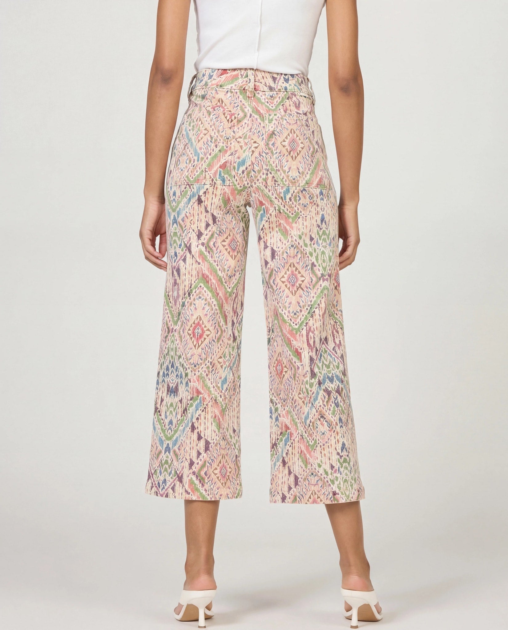 Tropical Ikat $|& Dear John Audrey Super High Rise Wide Leg Jeans - Hanger Side