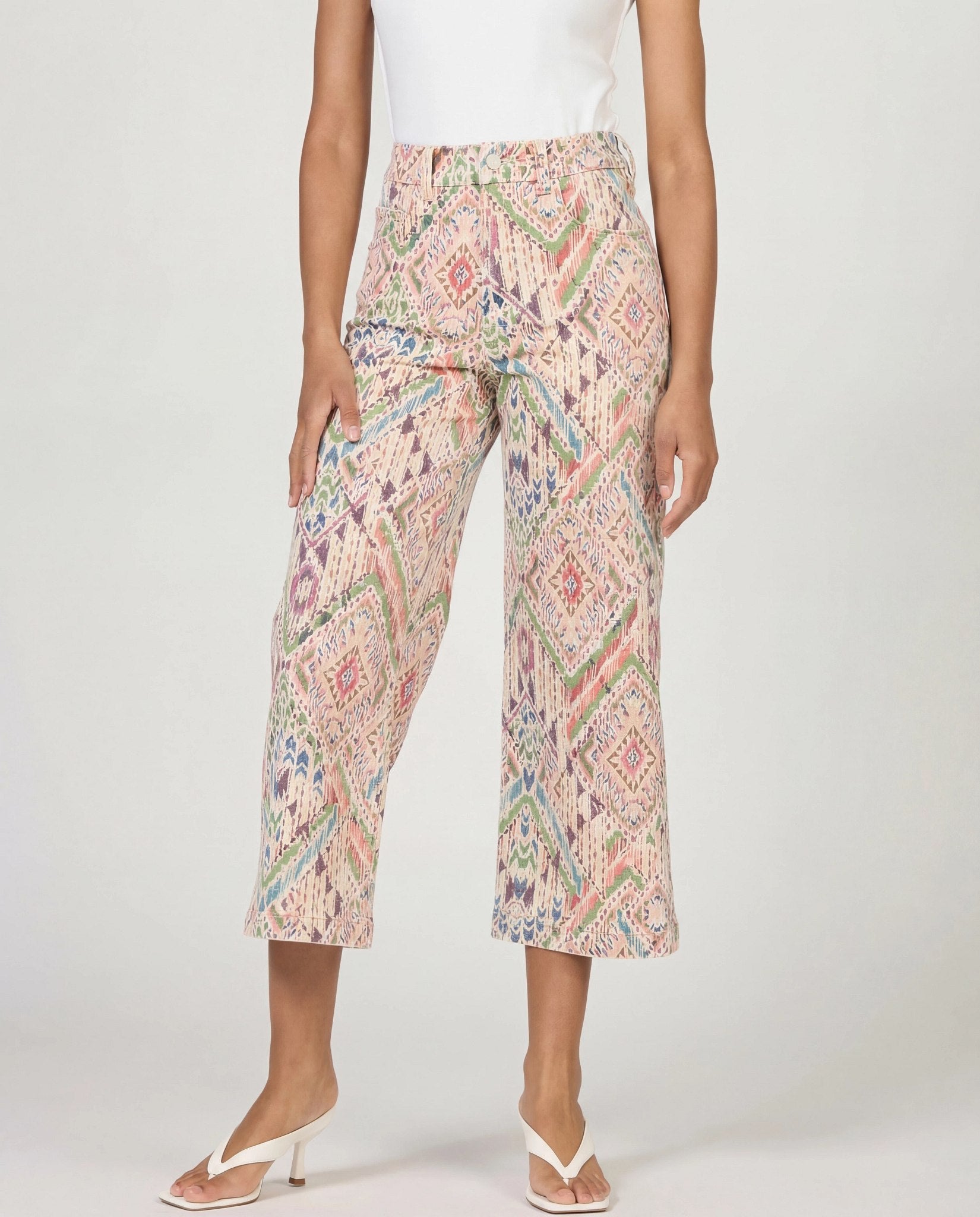 Tropical Ikat $|& Dear John Audrey Super High Rise Wide Leg Jeans - VOF Detail