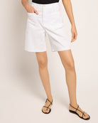 White $|& Another Love Brynn Patch Pocket Mid Length Short - SOF Front
