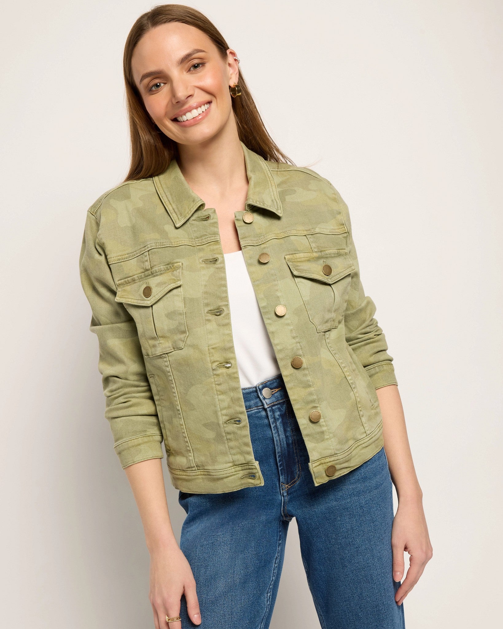 Riviera Camo $|& Dear John Ainsley Trucker Jacket - SOF Front