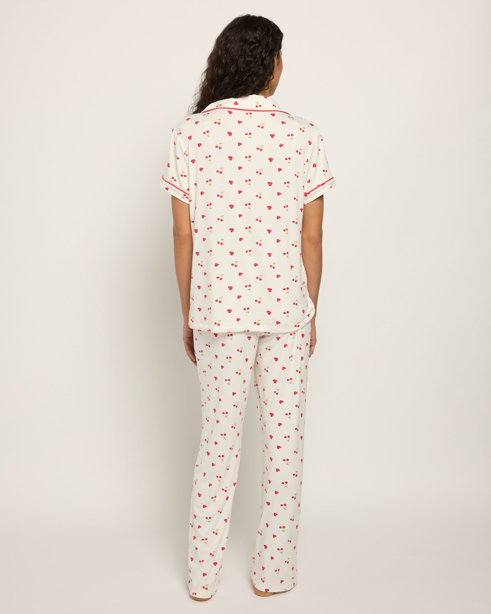 White Cherries N Hearts $|& Tart Intimates/Lemon Tart Ginnie Printed PJ Pant Set - SOF Back