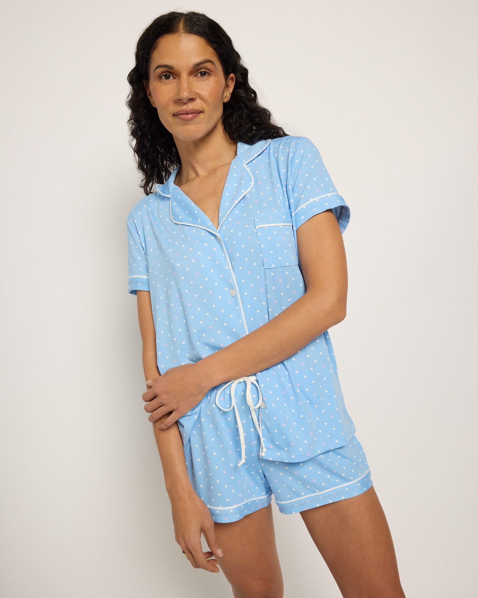 Blue Hearts and Dots $|& Tart Intimates Dixie Short Set - SOF Front