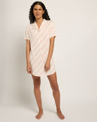 White Heart Stripe $|& Tart Intimates/Lemon Tart Nelly Notch Printed Sleep Shirt - SOF Front