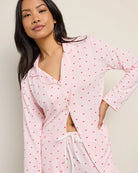 Pink Dot Hearts on Stripes $|& Tart Intimates Taryn Printed PJ Pant Set - SOF Full Front