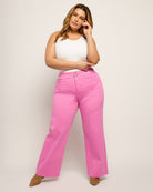 Brilliant Rose $|& Mica Denim High Rise Wide Leg Pants - UGC On Fig