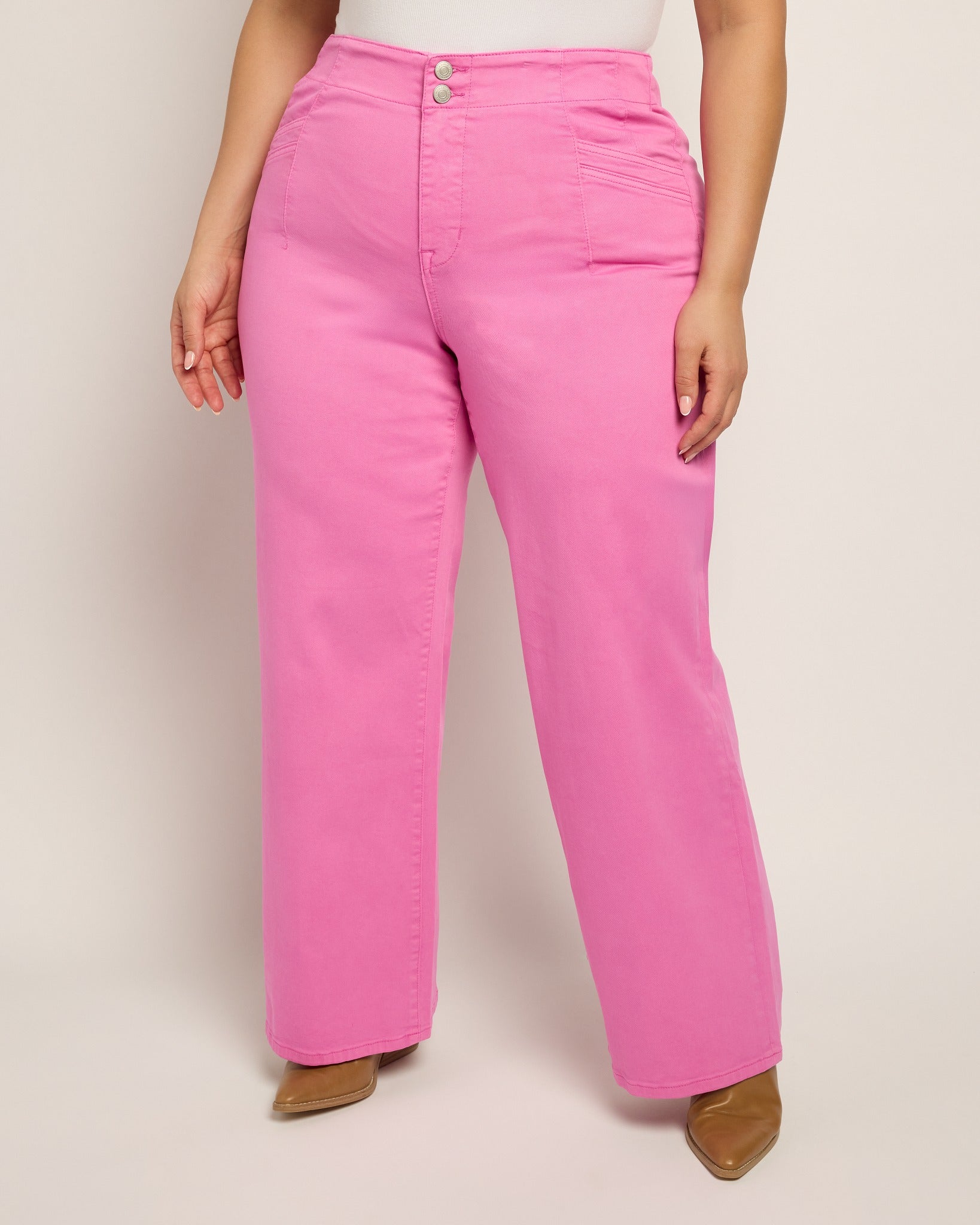 Plus Size High Rise Wide Leg Twill Pants - Soft & Stretchy – Wantable