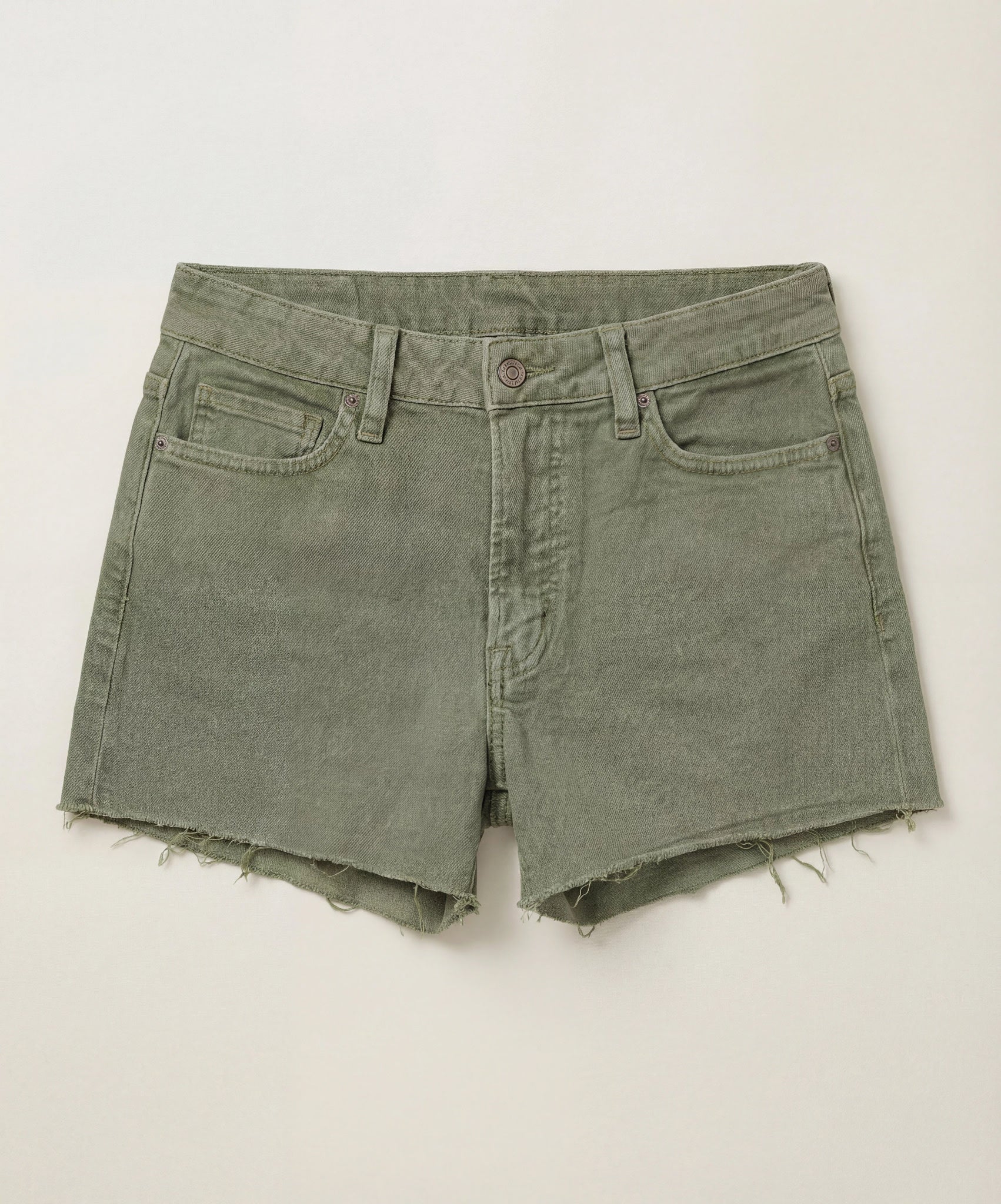 Chive Olive $|& Mica Denim High Rise Vintage Shorts - Hanger Detail