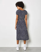 Navy $|& Apricot Milkmaid Midi Spot Printed Dress - Hanger Side