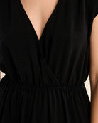 Black $|& Molly Bracken Solid Short Sleeve Wrap Dress - Hanger Back