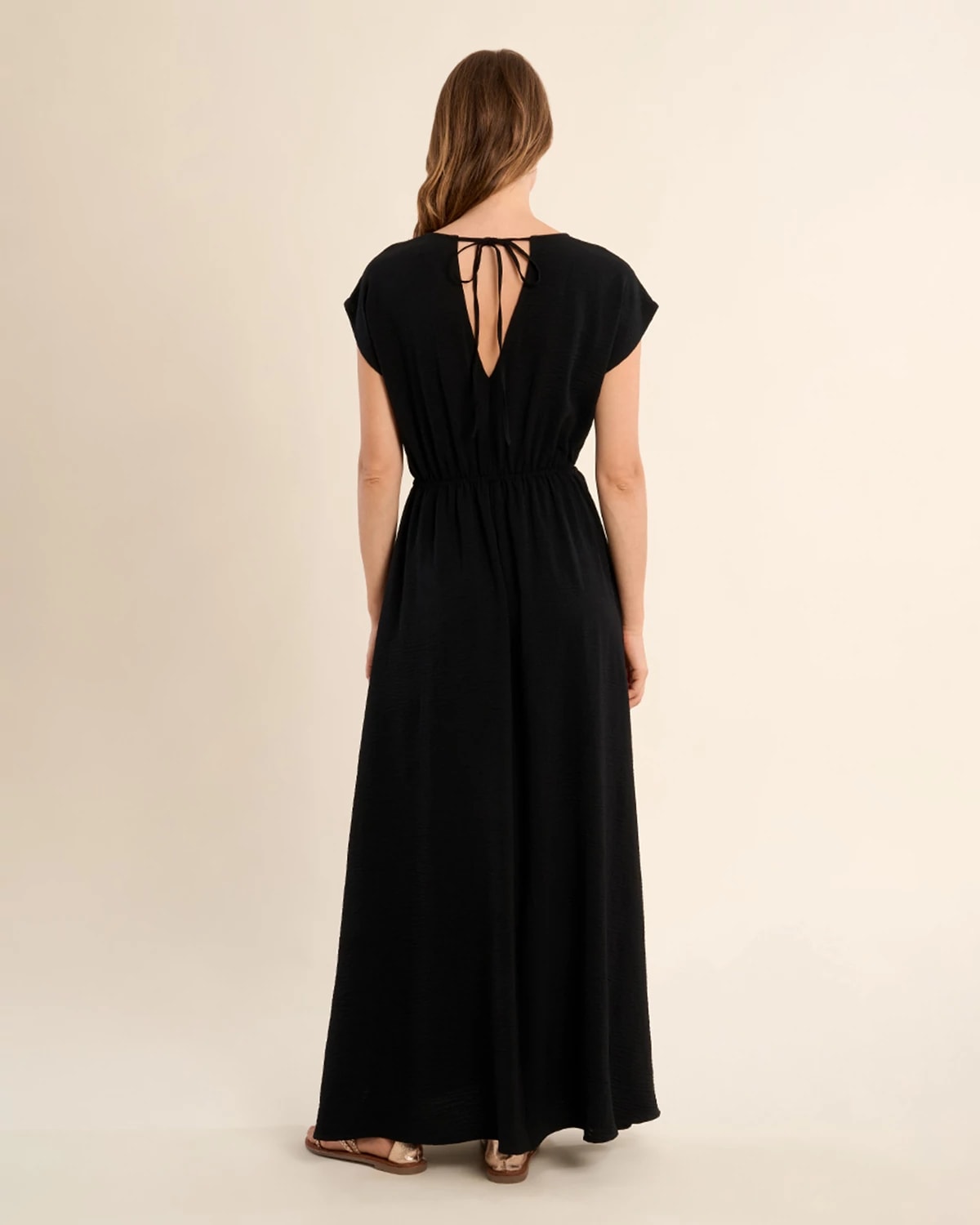 Black $|& Molly Bracken Solid Short Sleeve Wrap Dress - Hanger Side