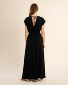 Black $|& Molly Bracken Solid Short Sleeve Wrap Dress - Hanger Side