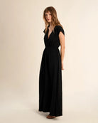 Black $|& Molly Bracken Solid Short Sleeve Wrap Dress - Hanger Front