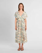 Off White Valentine $|& Molly Bracken Printed Open Back Wrap Dress - VOF Detail