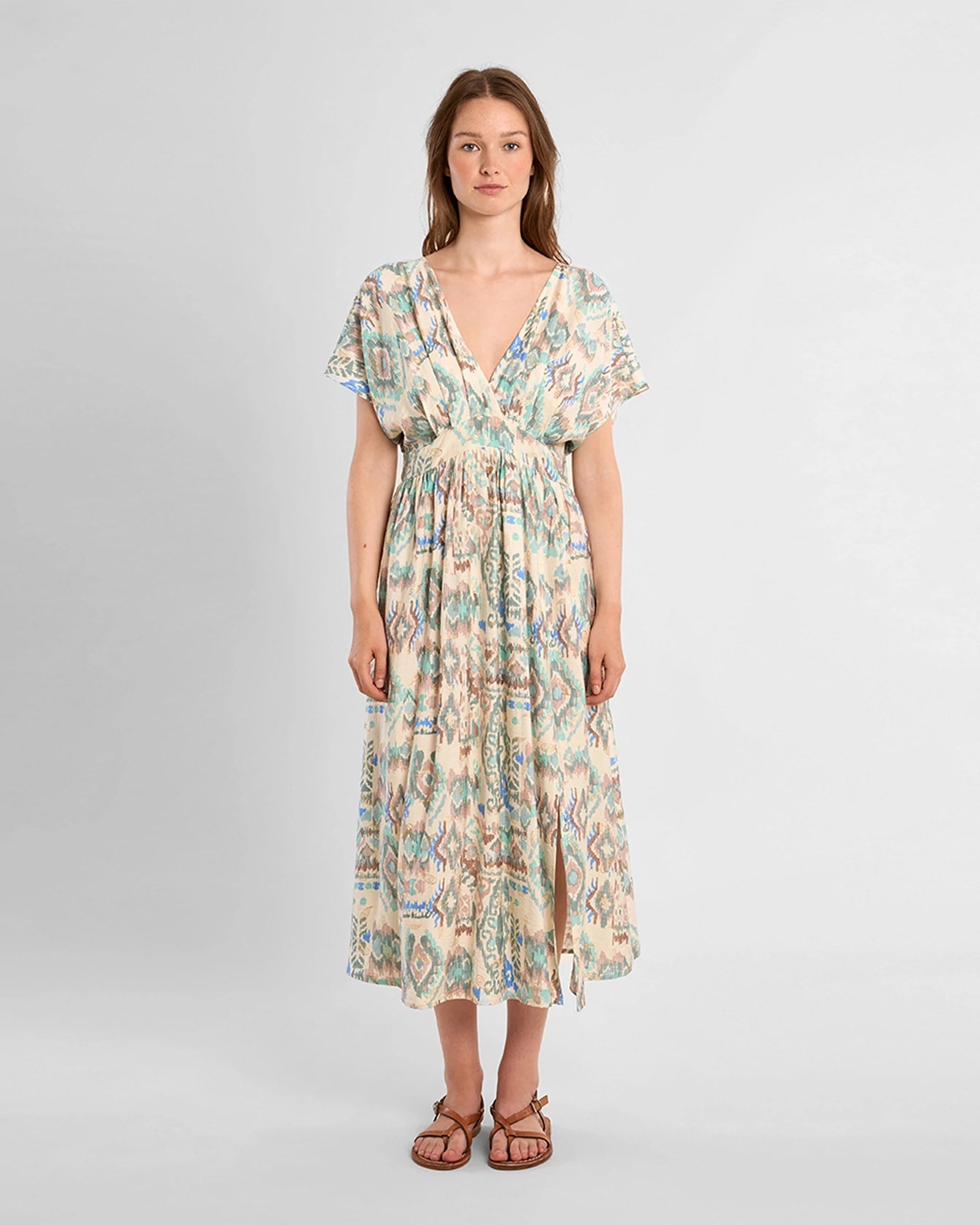 Off White Valentine $|& Molly Bracken Printed Open Back Wrap Dress - VOF Detail