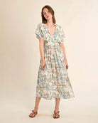 Off White Valentine $|& Molly Bracken Printed Open Back Wrap Dress - VOF Detail