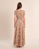Camel Mathilde $|& Molly Bracken Printed Short Sleeve Maxi Dress - Hanger Side