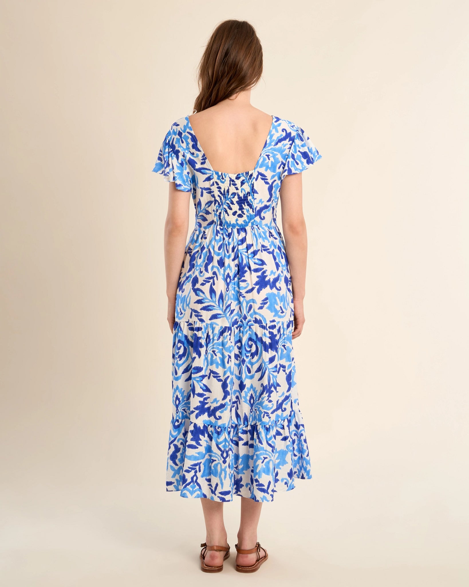 Blue Alizee $|& Molly Bracken Printed Short Sleeve Wrap Dress - Hanger Side