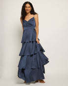 Navy White $|& Skies Are Blue Polka Dot Tiered Dress - SOF Front