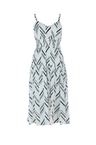 White-Navy $|& Skies Are Blue Print Midi Dress - VOF Detail