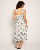 White-Navy $|& Skies Are Blue Print Midi Dress - SOF Back