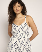 White-Navy $|& Skies Are Blue Print Midi Dress - SOF Front