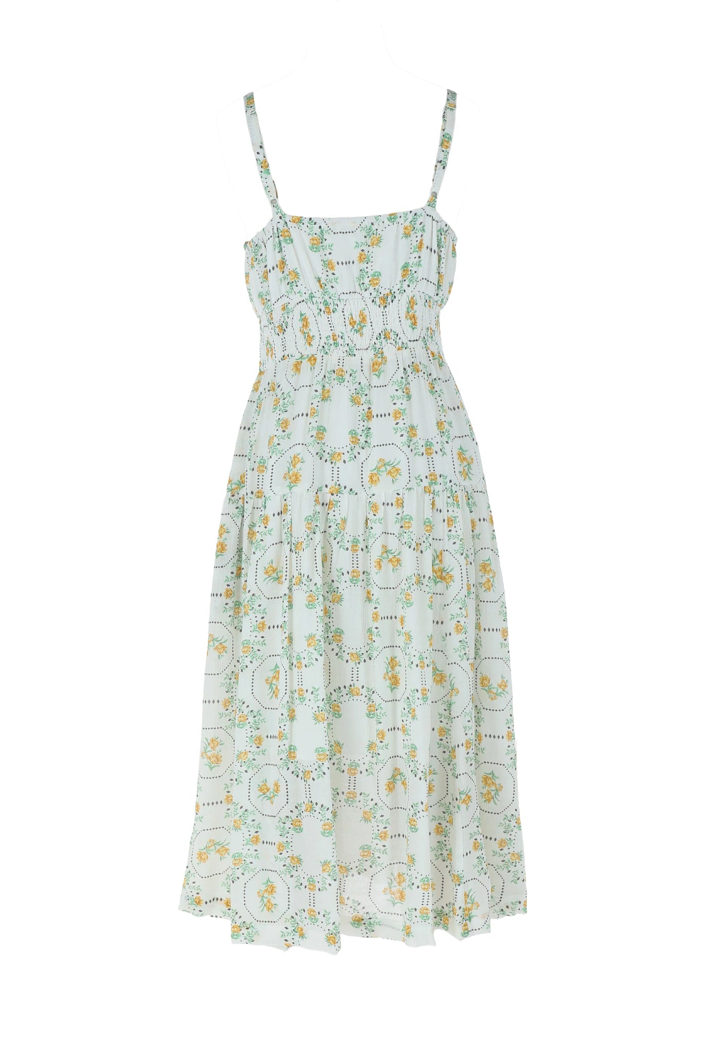 Yellow Green $|& Skies Are Blue Print Midi Dress - Hanger Side