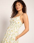 Yellow Green $|& Skies Are Blue Print Midi Dress - SOF Front