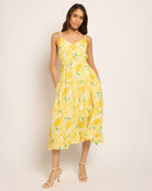 White-Yellow $|& Skies Are Blue Lemon Print Midi Dress - UGC On Fig