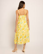White-Yellow $|& Skies Are Blue Lemon Print Midi Dress - SOF Back