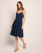 Navy $|& Skies Are Blue Solid Knee Length Dress - SOF Front