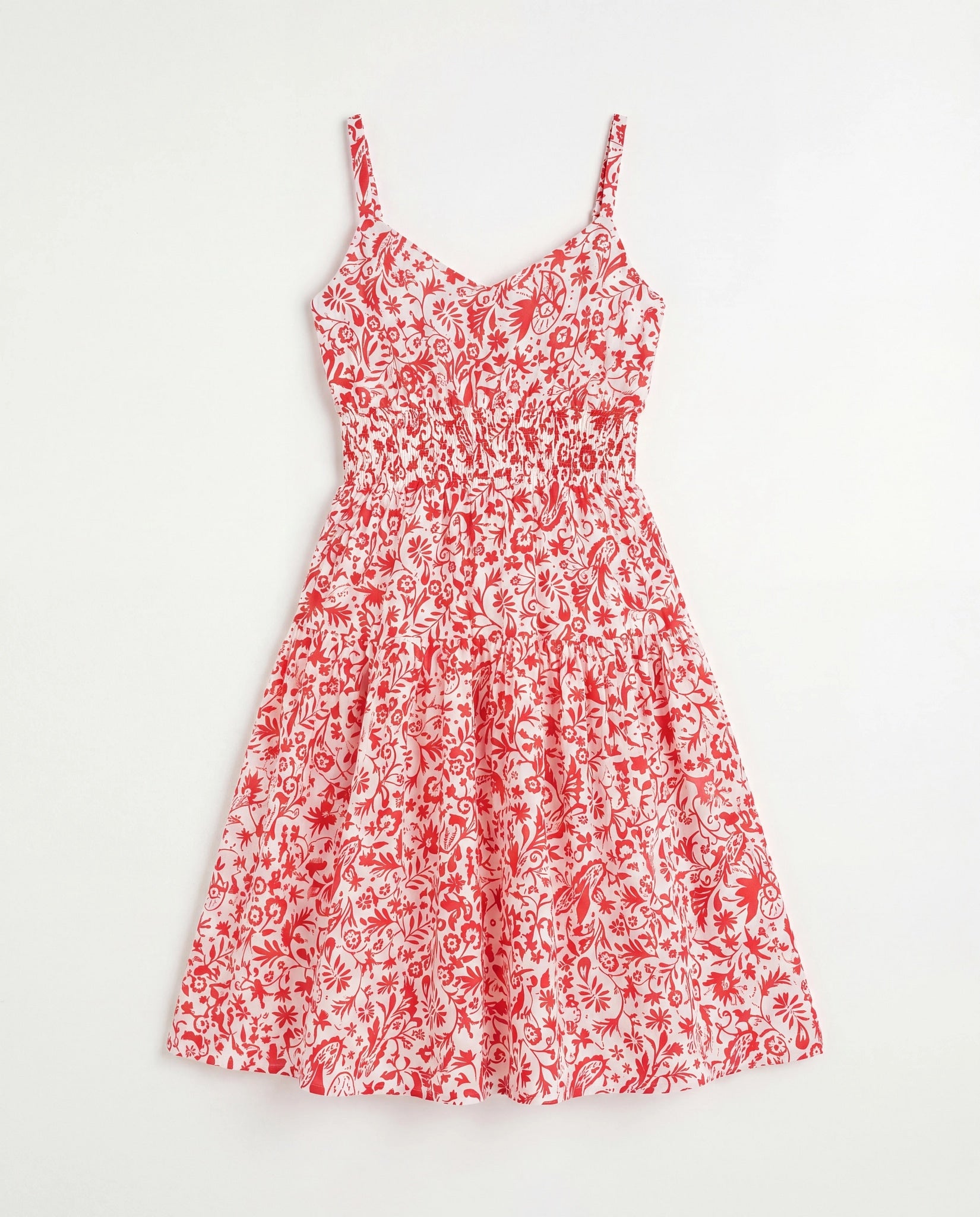 White Red $|& Skies Are Blue Print Knee Length Dress - VOF Detail